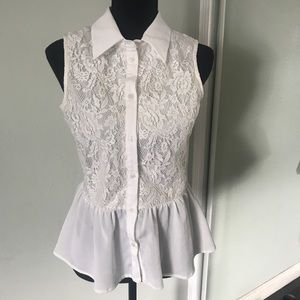 Romeo And Juliet White Lace Peplum Blouse